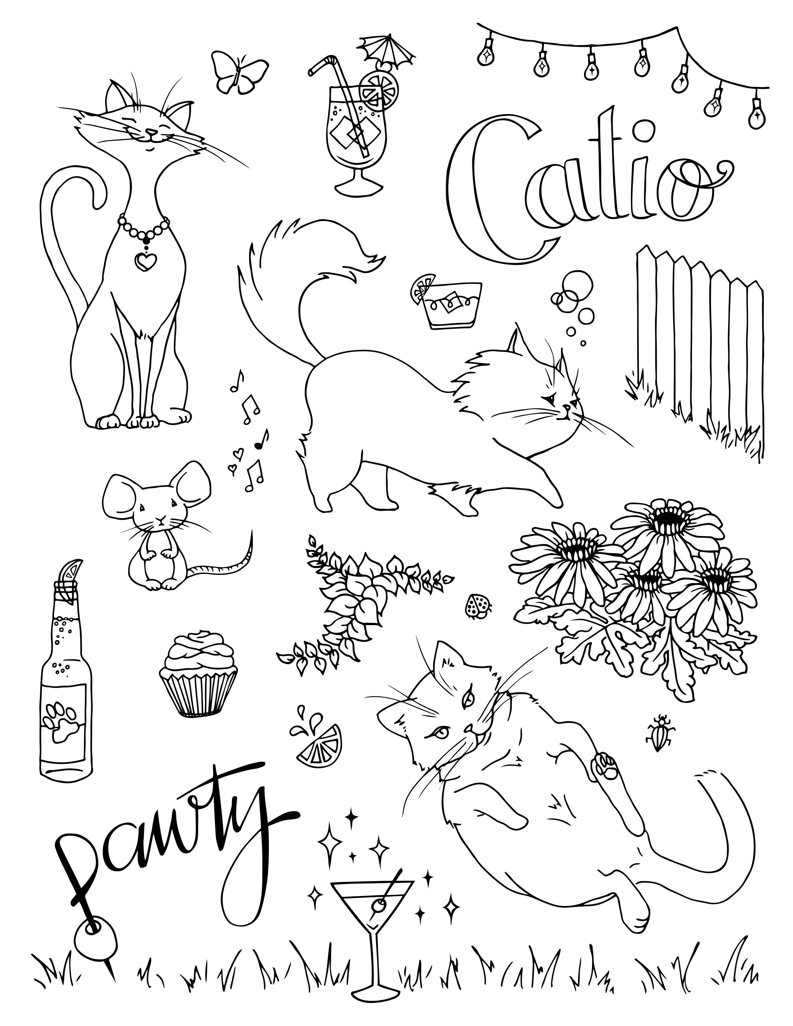 Catio Pawty Illustration Vertical