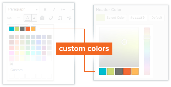 Screenshot of the two color pickers with custom colors