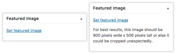 Featured image metabox before and after instructions.