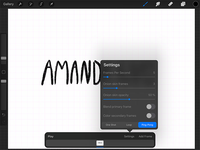 Sketchy Titles - Procreate Animation Settings
